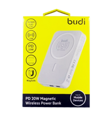Power Bank budi M8J081Magnetic Wireless PD 20W 10000 mAh white