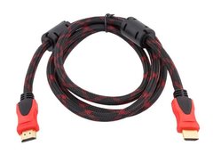 Кабель HDMI- HDMI 1,4V 3m тканинний black/red