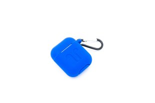 Чехол for AirPods силиконовый Logo 2в1 + карабин Deep-blue тех.пак.