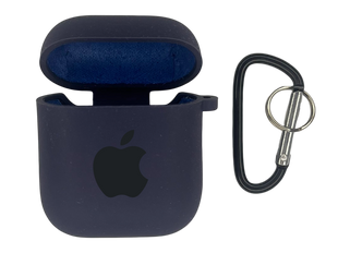 Чохол for AirPods 1/2 Logo силіконовий midnight blue з мікрофіброю