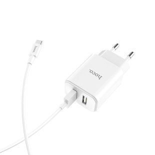 Мережевий блок живлення HOCO C62A VictoriaType-C 2USB 2.1A (EU) white