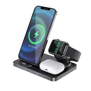 Бездротове Зарядний Пристрій HOCO CW33 Ultra-Charge 3in1 vertical fast charge 15W/7.5W/3W Black
