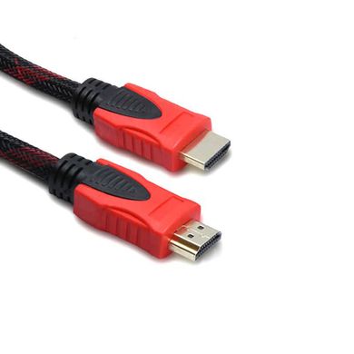 Кабель HDMI- HDMI 1,4V 3m тканинний black/red