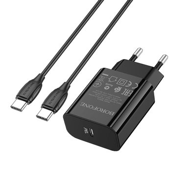 Сетевое зарядное устройство Borofone BA65A Single PD20W +Type-C+Type-C black