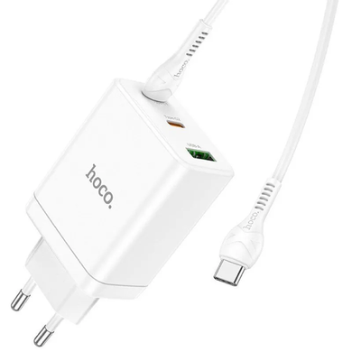 Мережевий зарядний пристрій Hoco N33 Start PD35W (2C/1A) + Type-C to Type-C white