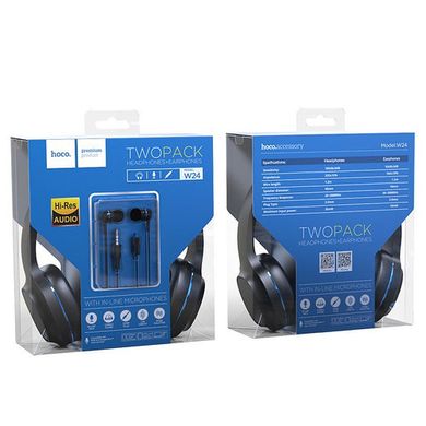 Навушники Hoco W24 з мікр.black-blue