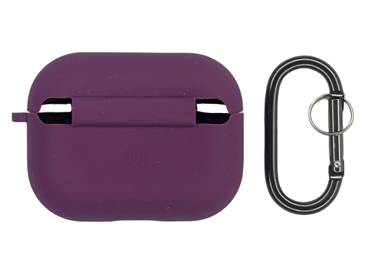 Чохол for AirPods Pro силіконовий Logo + карабін purple з мікрофіброю