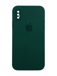 Силиконовый чехол Full Cover Square для iPhone X/XS forest green Full Camera