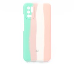 Силиконовый чехол Full Cover для Xiaomi Redmi Note 10 5G/PocoM3Pro5G Rainbow №4 mint/pink Full Camer
