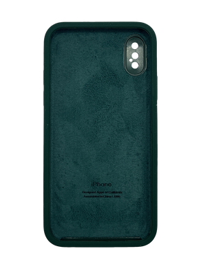 Силиконовый чехол Full Cover Square для iPhone X/XS forest green Full Camera