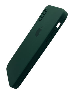 Силиконовый чехол Full Cover Square для iPhone X/XS forest green Full Camera