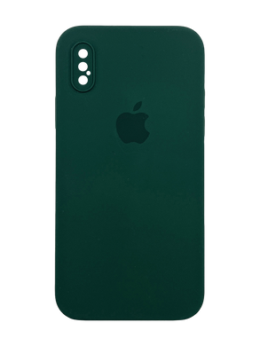 Силиконовый чехол Full Cover Square для iPhone X/XS forest green Full Camera