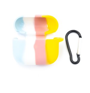 Чохол for AirPods 3 силіконовий Colorfull + карабін blue/yellow box