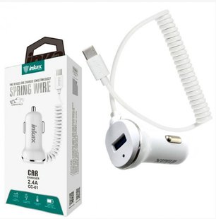 Автомобільний зарядний пристрій Inkax CC-12 2.1A 2USB Type-C white