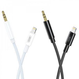 AUX кабель XO NB-R211A 3.5mm to Lightning 1 m black ткань