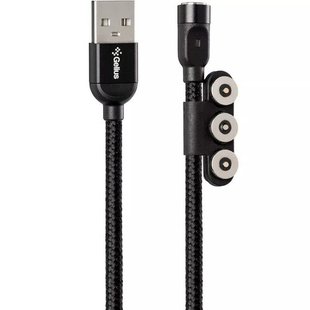 USB кабель Gelius Pro Magenta GP-UC-U013u magnetic 3in1 Lightning+Micro+Type-C FC LED 1m 2A black