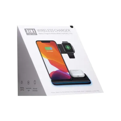 Бездротовий зарядний пристрій 3 IN1 NEW all wireless (iPhone, iWatch, AirPods) 15W FAST Black