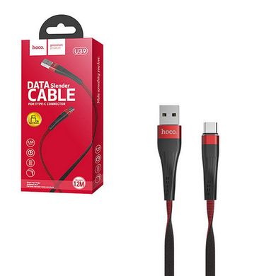 USB кабель HOCO U39 Type-C 2.1A/1.2m red&black
