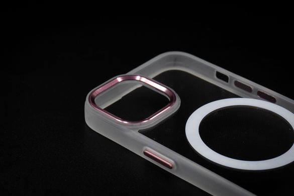 Чохол Clear MagSafe Color Metal Frame для iPhone 14 rose gold