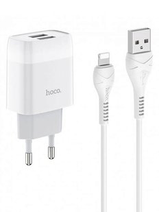 Сетевой блок питания HOCO C72A Lightning 1USB 2.1A white