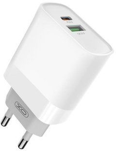 Сетевое зарядное устройство XO L64 PD3.0(Type-C) 18W+QC3.0 (1usb) (EU) white