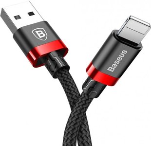 USB кабель Baseus Cafule CALKLF-B19 2.4A/1m Lightning black-red