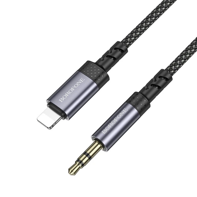 AUX кабель Borofone BL24 Graceful digital audio conversion cable 1m Lightning metal gey