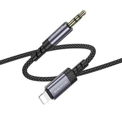 AUX кабель Borofone BL24 Graceful digital audio conversion cable 1m Lightning metal gey