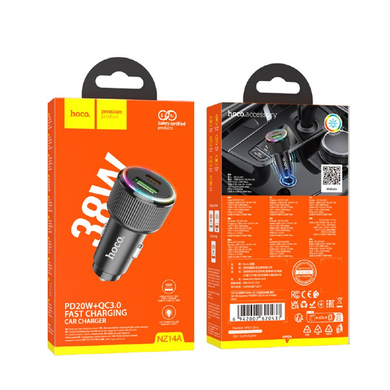 Автомобильное зарядное устройство HOCO NZ14A Guerrero PD20W+QC3.0 car charger black