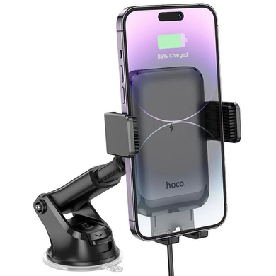 Автодержатель с беспроводным ЗУ Hoco HW9 Climber smart wireless charging black
