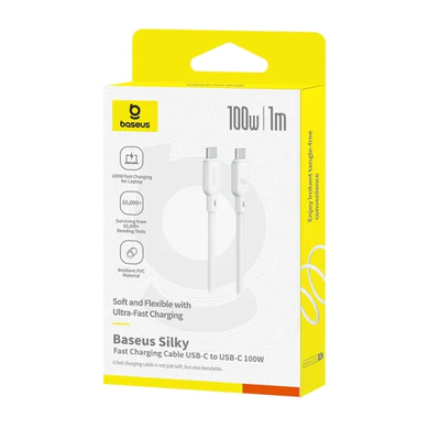 Кабель Baseus Silky Series Type-C to Type-C 100W 1m white