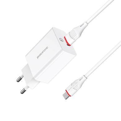 Сетевое зарядное устройство Borofone BA21A Micro QC 3.0 18W 1m white