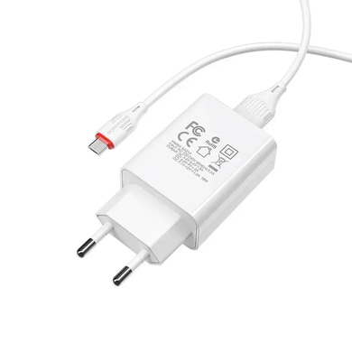 Сетевое зарядное устройство Borofone BA21A Micro QC 3.0 18W 1m white