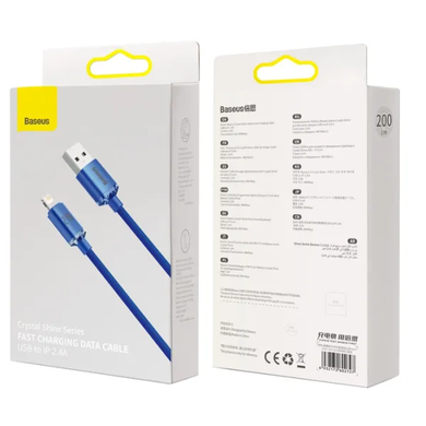 USB кабель Baseus Crystal Shine Series Lightning 2.4A/2m CAJY000103 blue