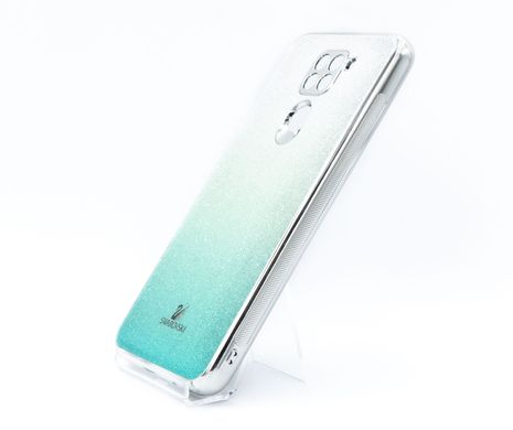 Чохол TPU+Glass для Xiaomi Redmi Note 9/Redmi 10X mint Swarovski Full Camera