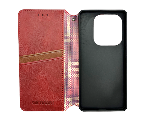 Чохол-книжка шкіра для Xiaomi Redmi Note 13 Pro 4G red Getman Cubic PU