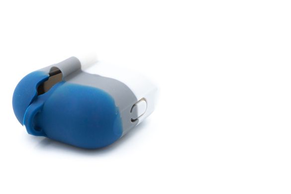 Чохол for AirPods 3 силіконовий Colorfull + карабін white/blue box