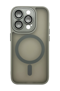Чохол TPU+PC Magnetic Matte Camera Lens with Magsafe для iPhone 15 Pro grey