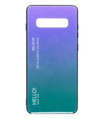 TPU+Glass чехол Gradient HELLO для Samsung S10+ violet