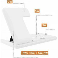 Бездротовий зарядний пристрій 4 IN1 (2 iPhone, iWatch, AirPods) 15W Fast Origrnal White
