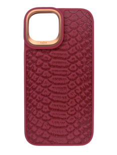 Чохол Kajsa Snake Pattern для iPhone 15 burgundy