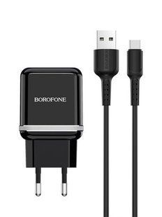 Мереживий зарядний пристрій Borofone BA25A Type-C 2USB black