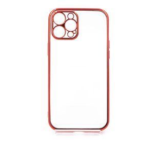 Силиконовый чехол Clear для iPhone 12 Pro Max Red Full Camera с глянцевой окантовкой