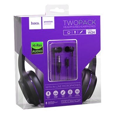 Навушники Hoco W24 з мікр.black-violet