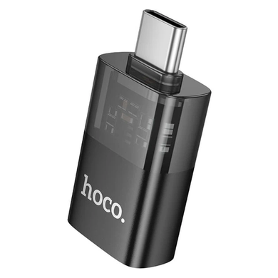 Переходник HOCO UA36B Type-C Male to USB female OTG transparent adapter black
