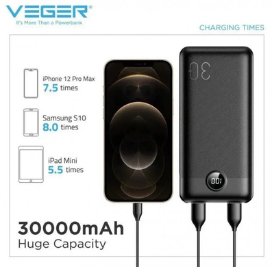 Power Bank VEGER V3008 30000 mAh 20W black