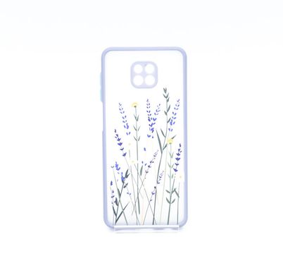 TPU+PC чехол Picture Color Buttons для Xiaomi Redmi Note 9s lavender grey/цветы full camera
