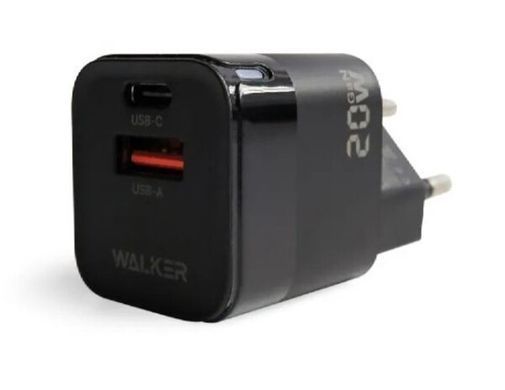 Сетевое зарядное устройство адаптер WALKER WH-42 20W GAN PD 20W/QC3.0/18W black