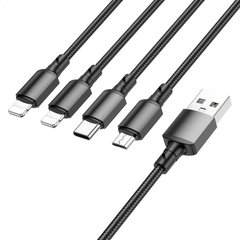 USB кабель Borofone BX72 4-in-1 for MicroUSB/Type-C/Lightning/Lightning 2A/1m black