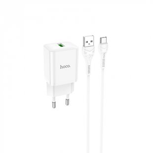 Сетевое зарядное устройство HOCO N26 Maxim 1USB/QC3.0/18W/Type-C cable white